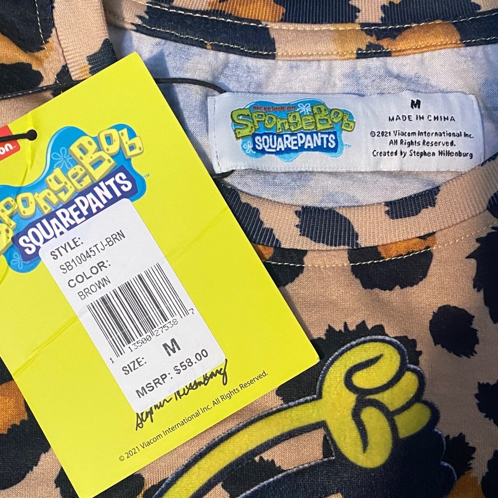 SpongeBob SquarePants Leopard Print T-Shirt rare unisex size medium